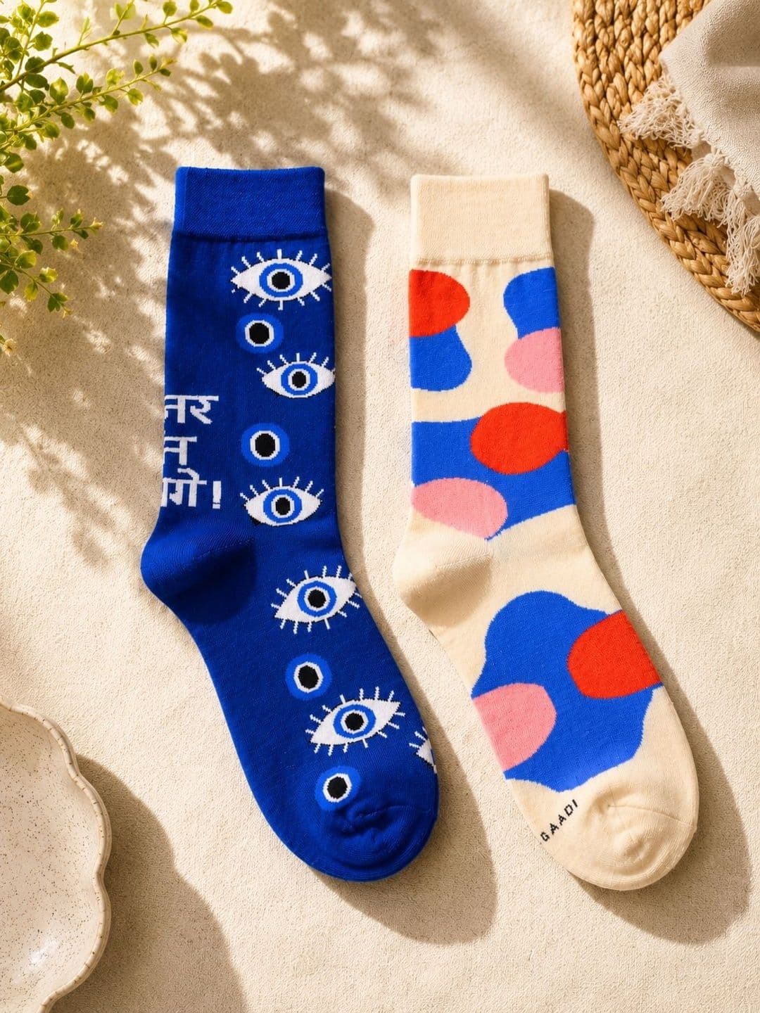 Thela Gaadi Unisex Pack Of 2 Patterned Calf-Length Socks - view 1
