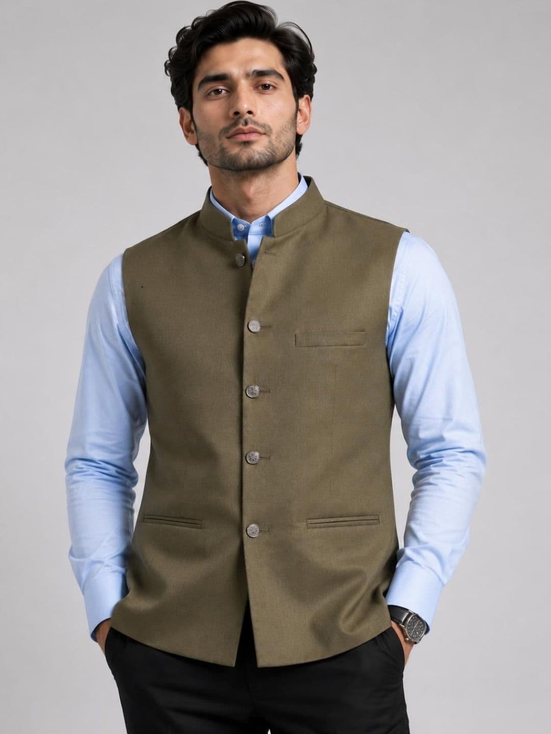 NATURE CRAFT Woven Nehru Jackets - view 1