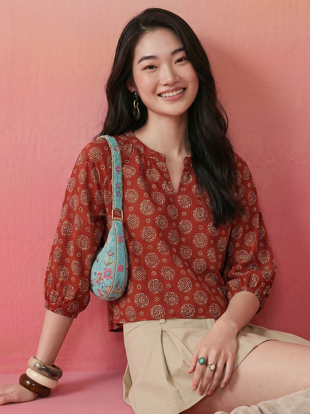 ZACCAI Ethnic Printed Top - view 1