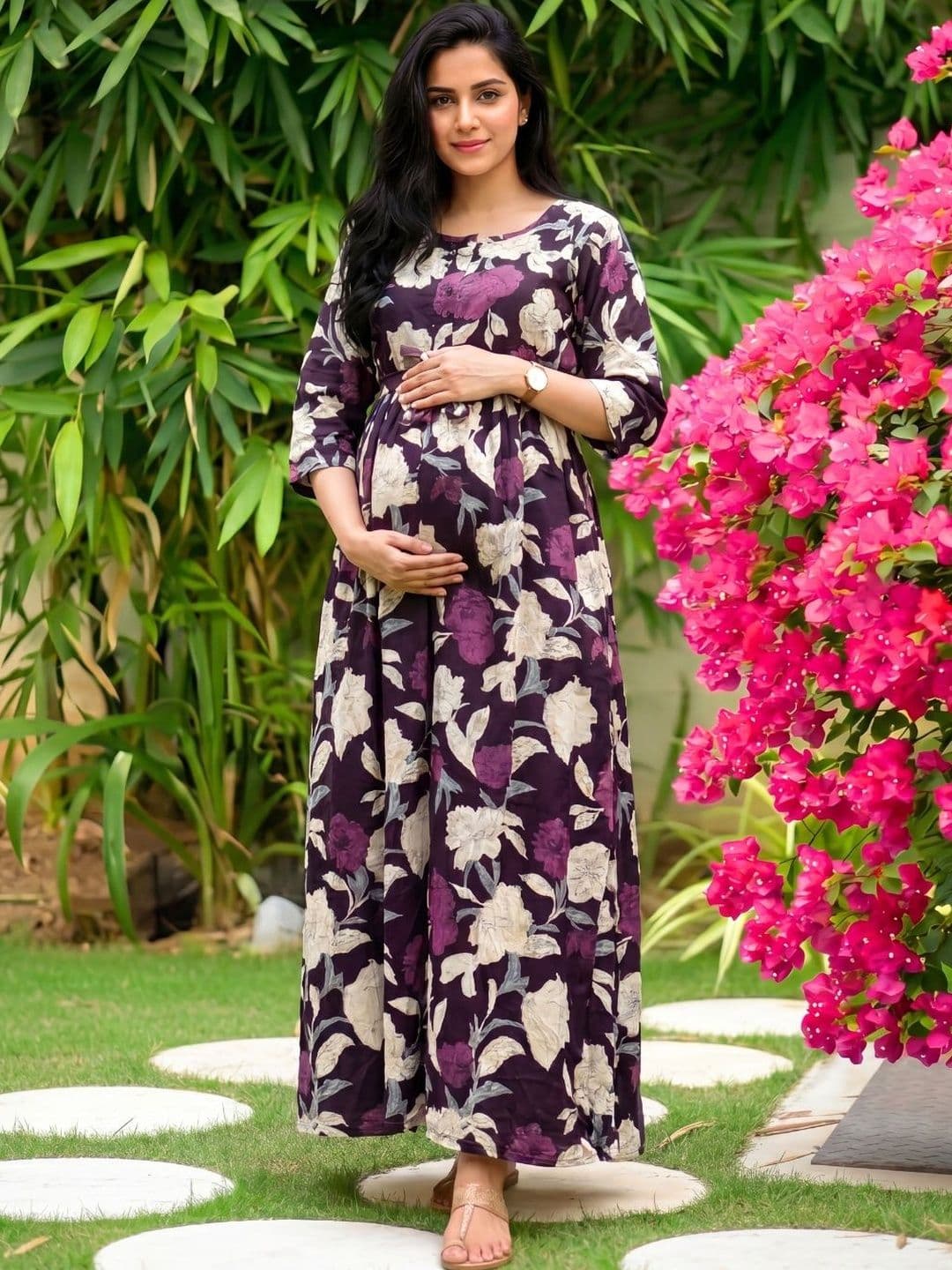Asenne Floral Print Maternity Maxi Dress - view 1