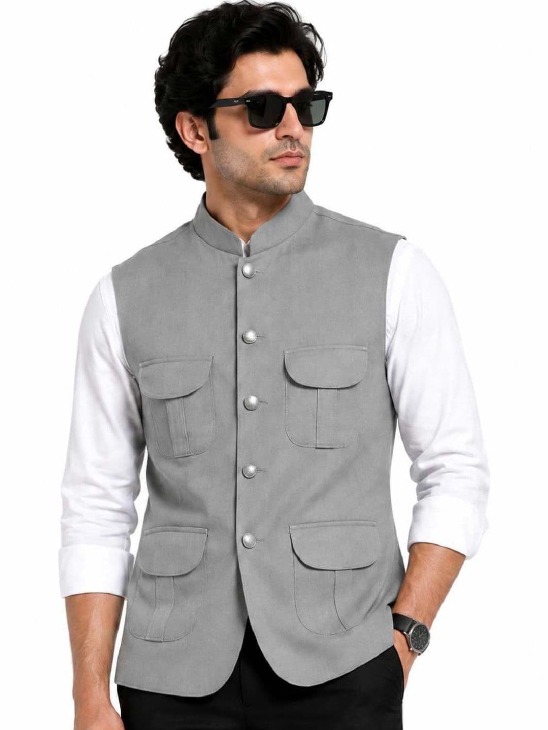 NATURE CRAFT Woven Nehru Jackets - view 1