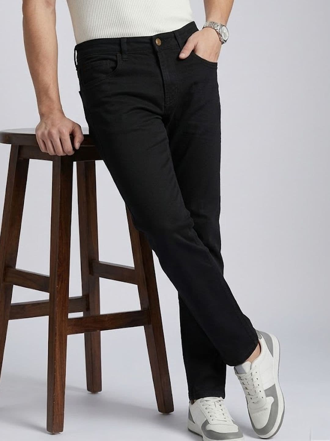 Urbano Fashion Men Black Slim Fit Mid-Rise Clean Look Stretchable Jeans - view 1