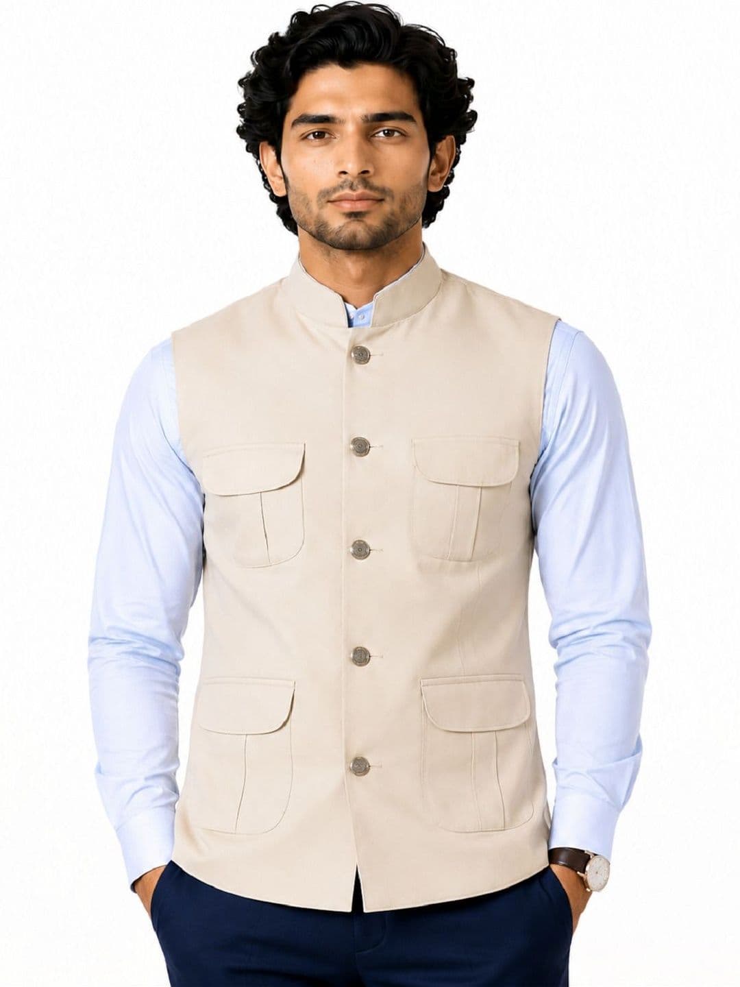 NATURE CRAFT Woven Nehru Jackets - view 1