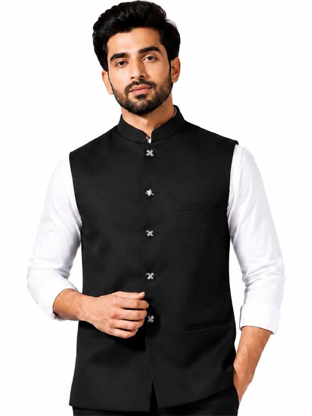 NATURE CRAFT Woven Nehru Jackets - view 1