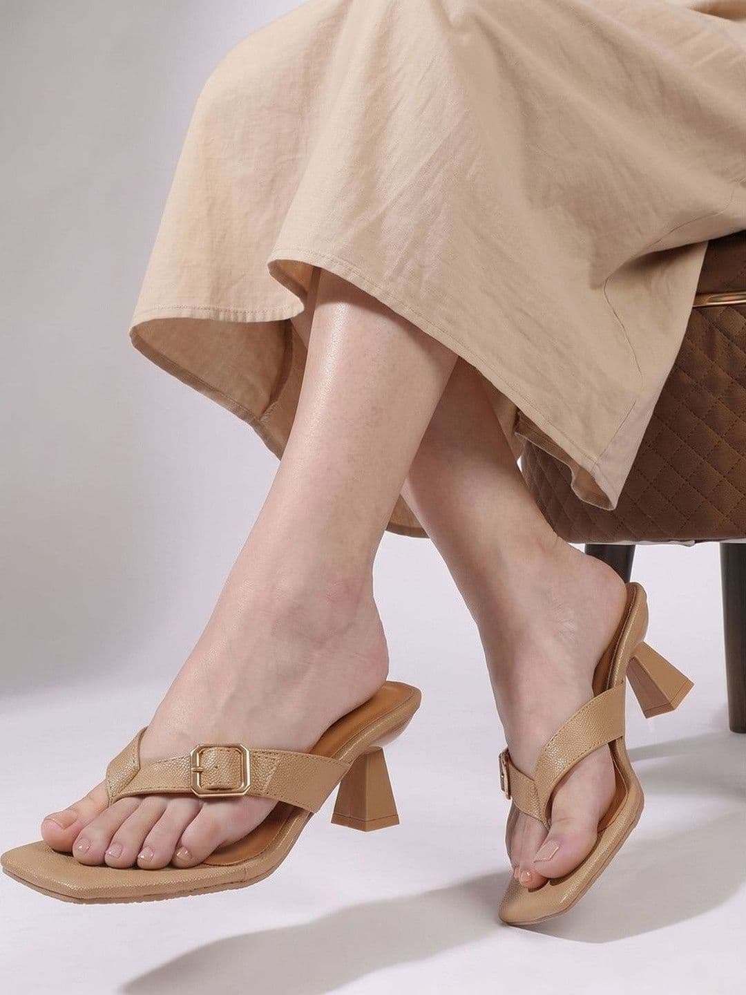 Yesmiss Textured Block Sandals with Buckles - view 1