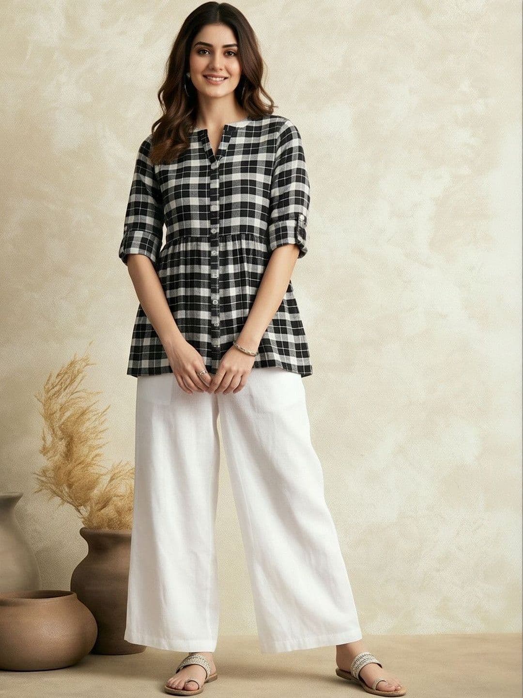 Jaipur Kurti Checked Empire Kurtis - view 1