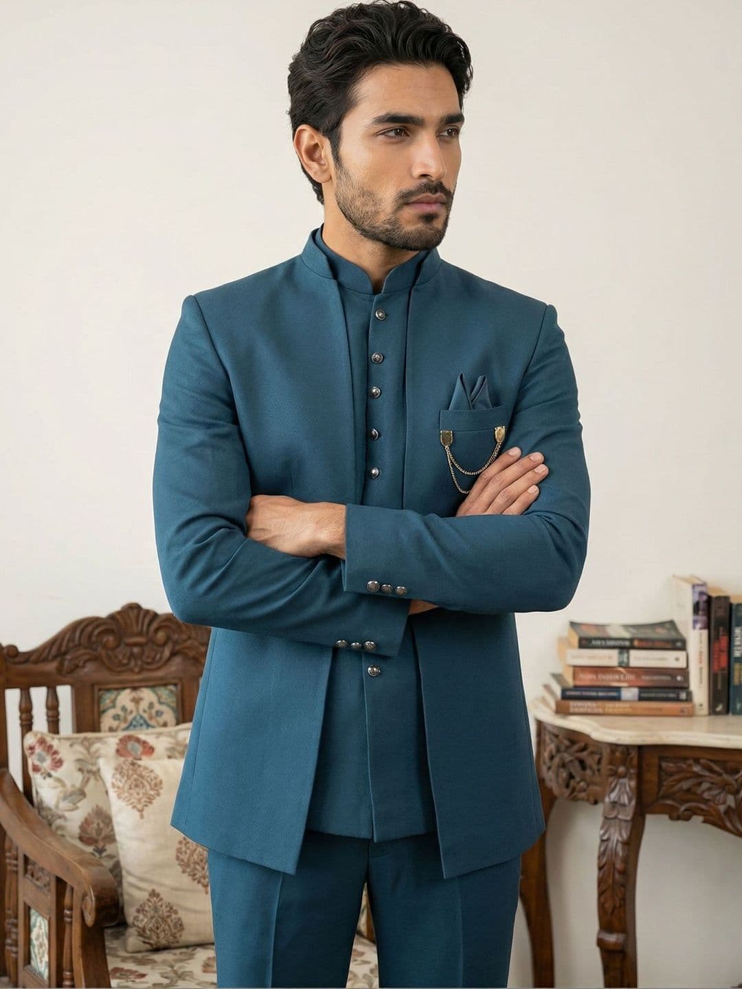 Jompers Mandarin Collar 3-Pieces Ethnic Suits - view 1