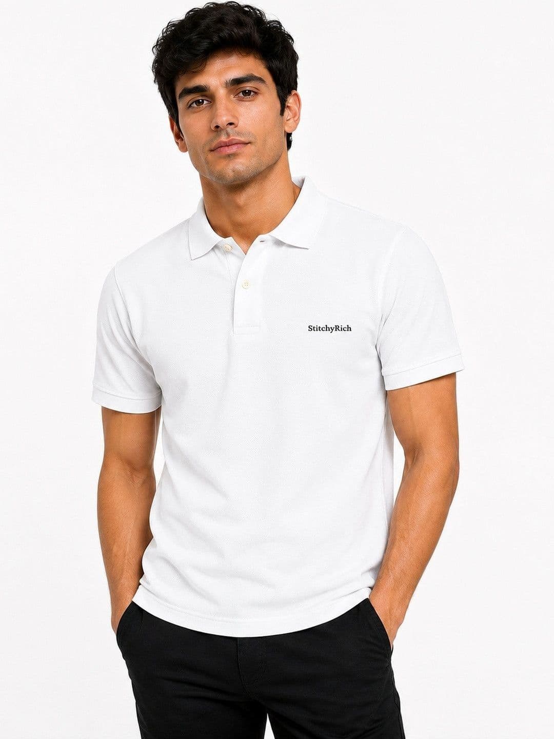 StitchyRich Men Brand Logo Polo Collar T-shirt - view 1