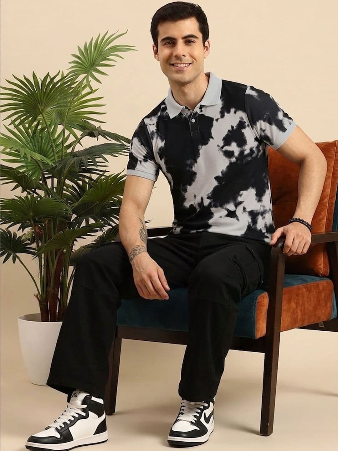 Moda Rapido Men Tie and Dye Dyed Polo Collar T-shirt - view 1