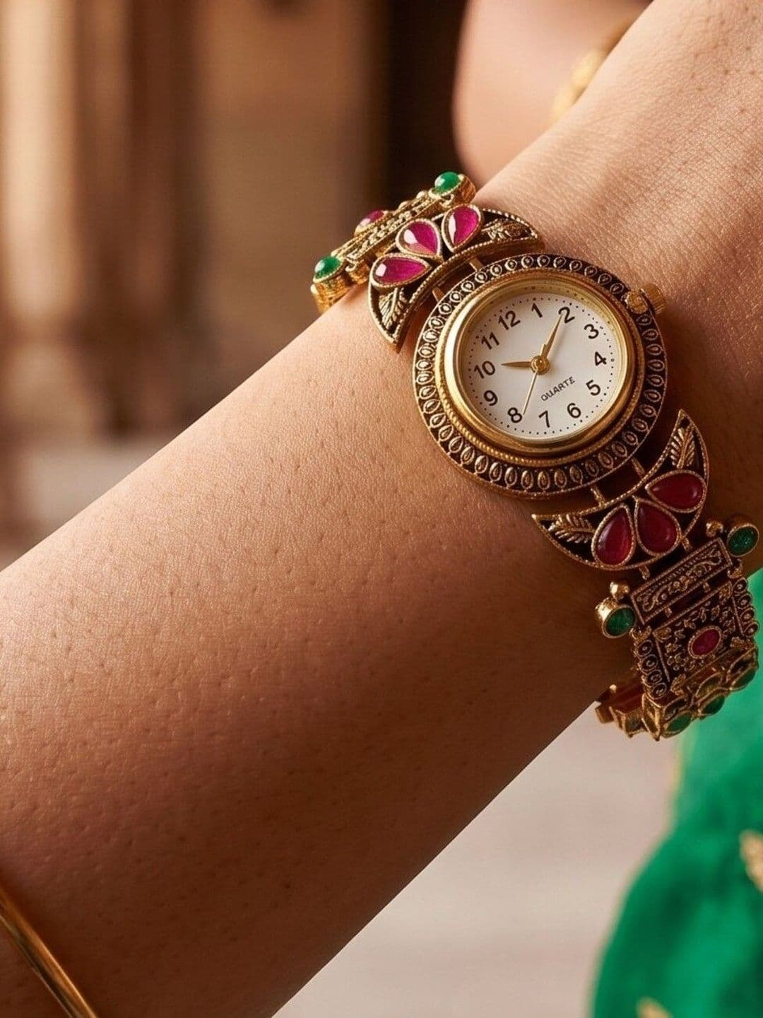 Nui Women Gold Plated Dial & Strap Analogue Chronograph Battery Powered Kashmiri Watch - view 1