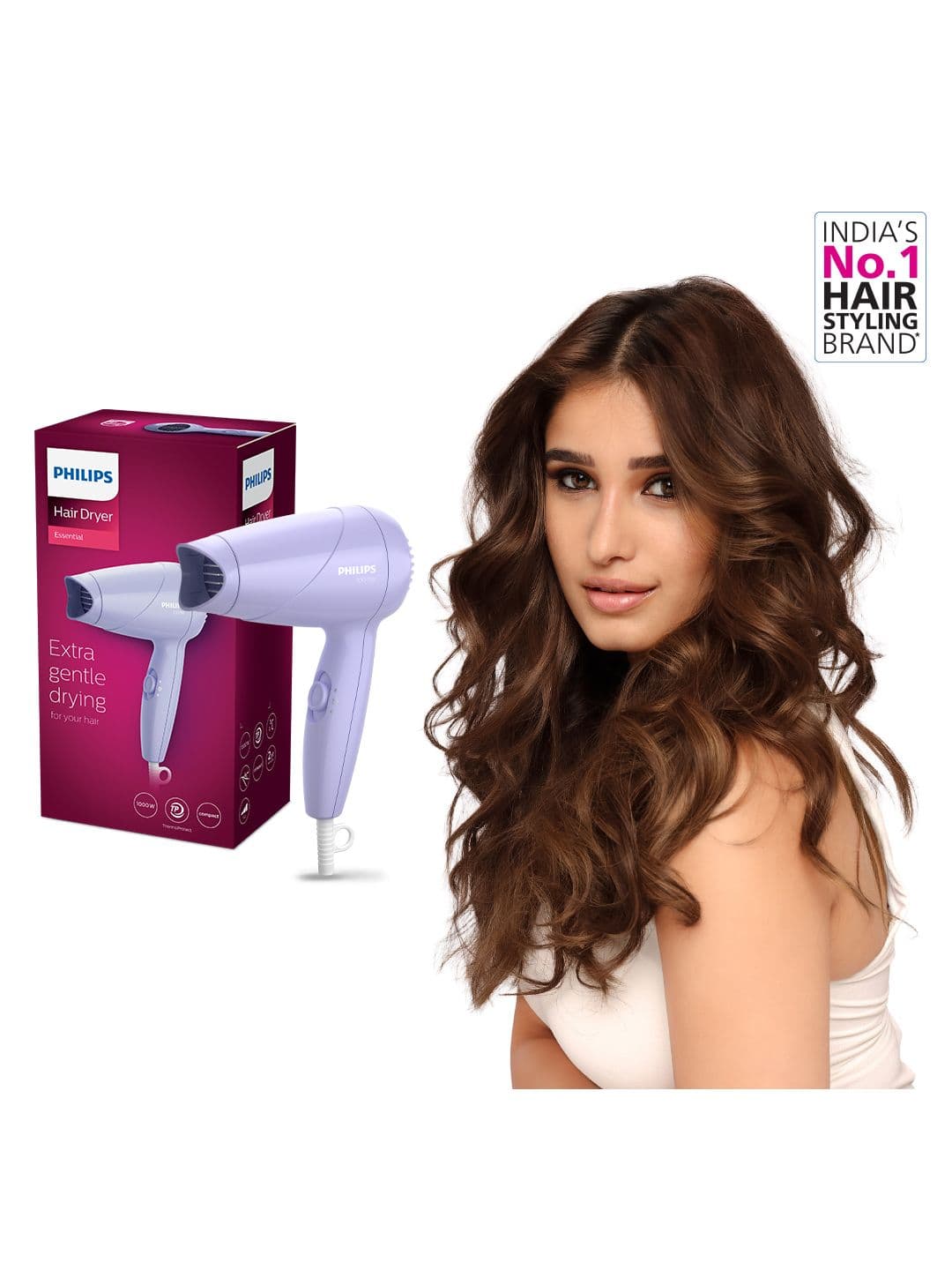 Philips ThermoProtect HP8144/46 Hair Dryer Quick Drying 1000W - Light Purple - view 1