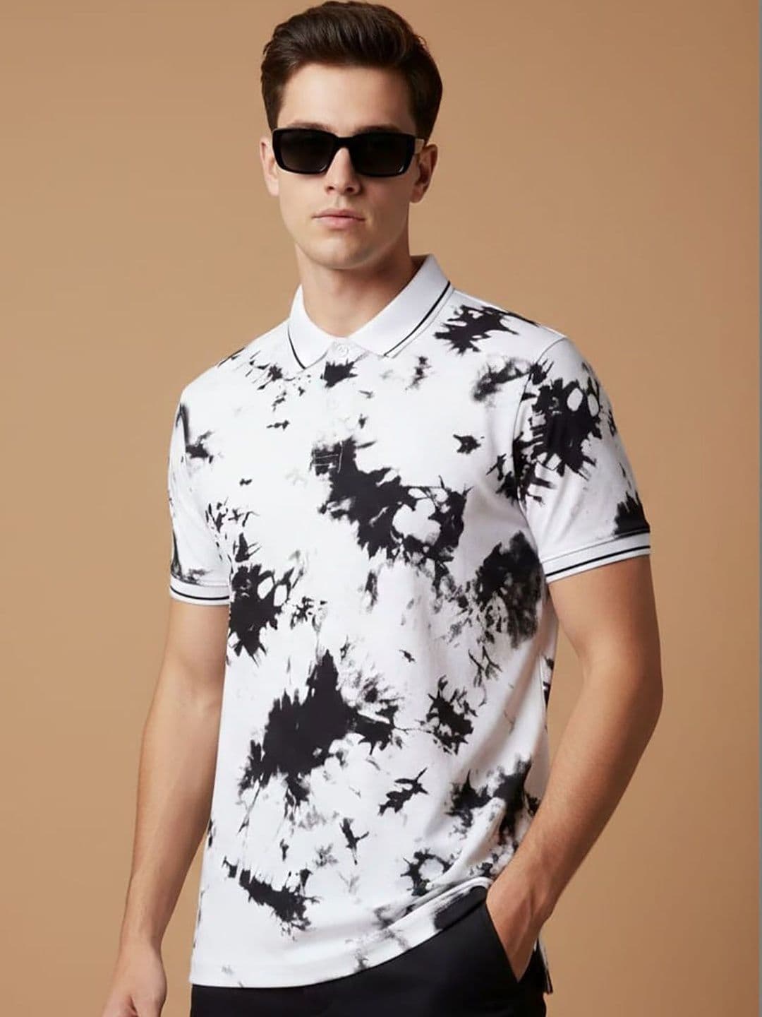 Moda Rapido Men Tie and Dye Dyed Polo Collar T-shirt - view 1