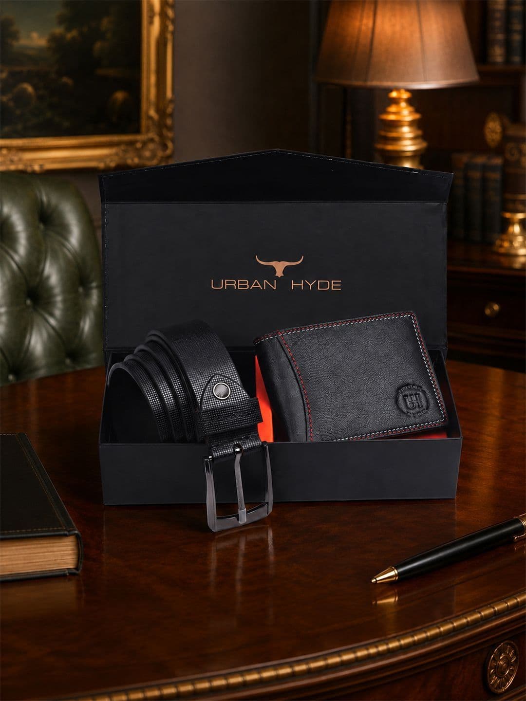 URBAN HYDE Men Classic Accessory Gift Set Featuring Leather Wallet and Belt Set - view 1