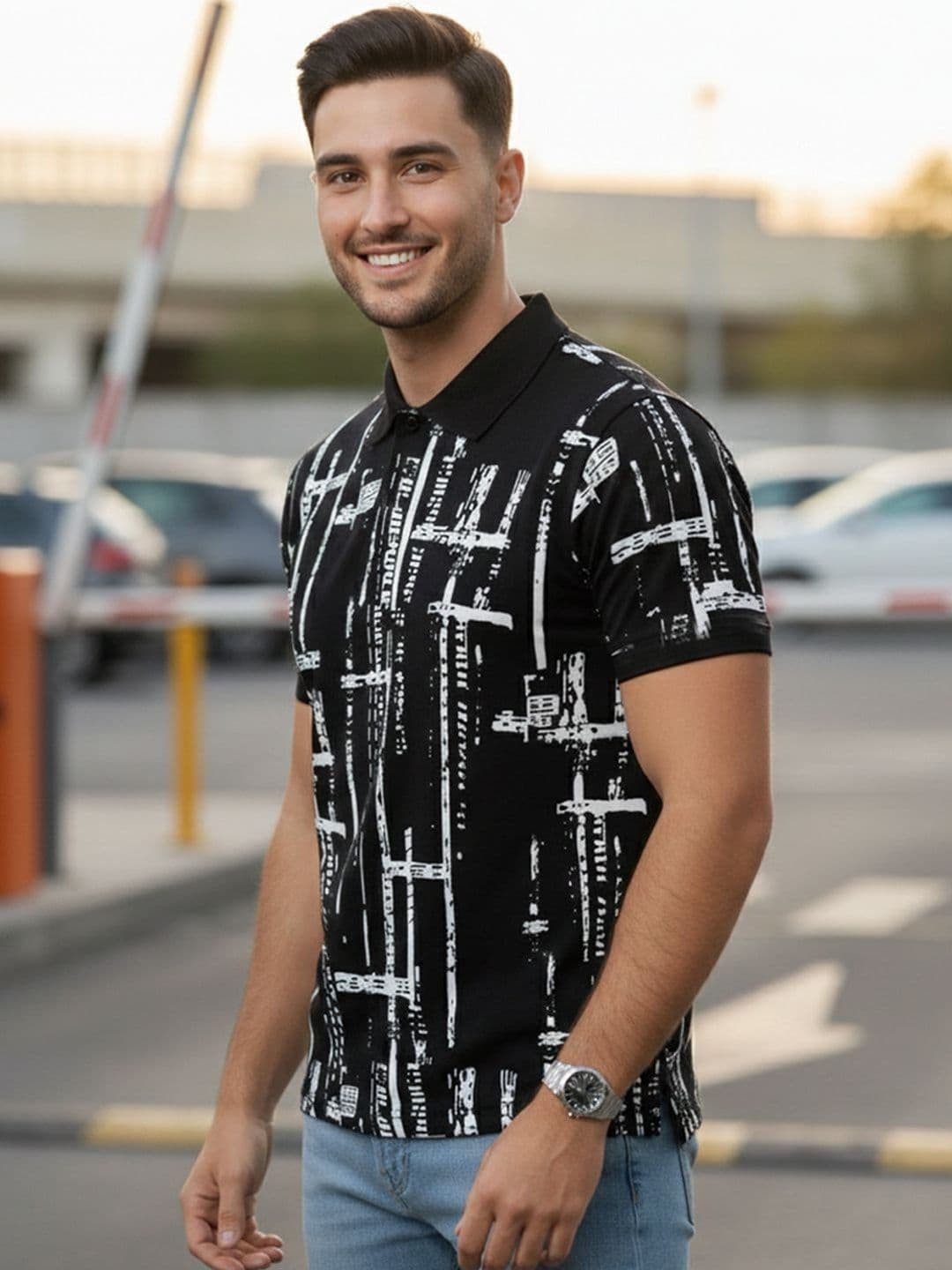 Moda Rapido Men Printed Polo Collar T-shirt - view 1