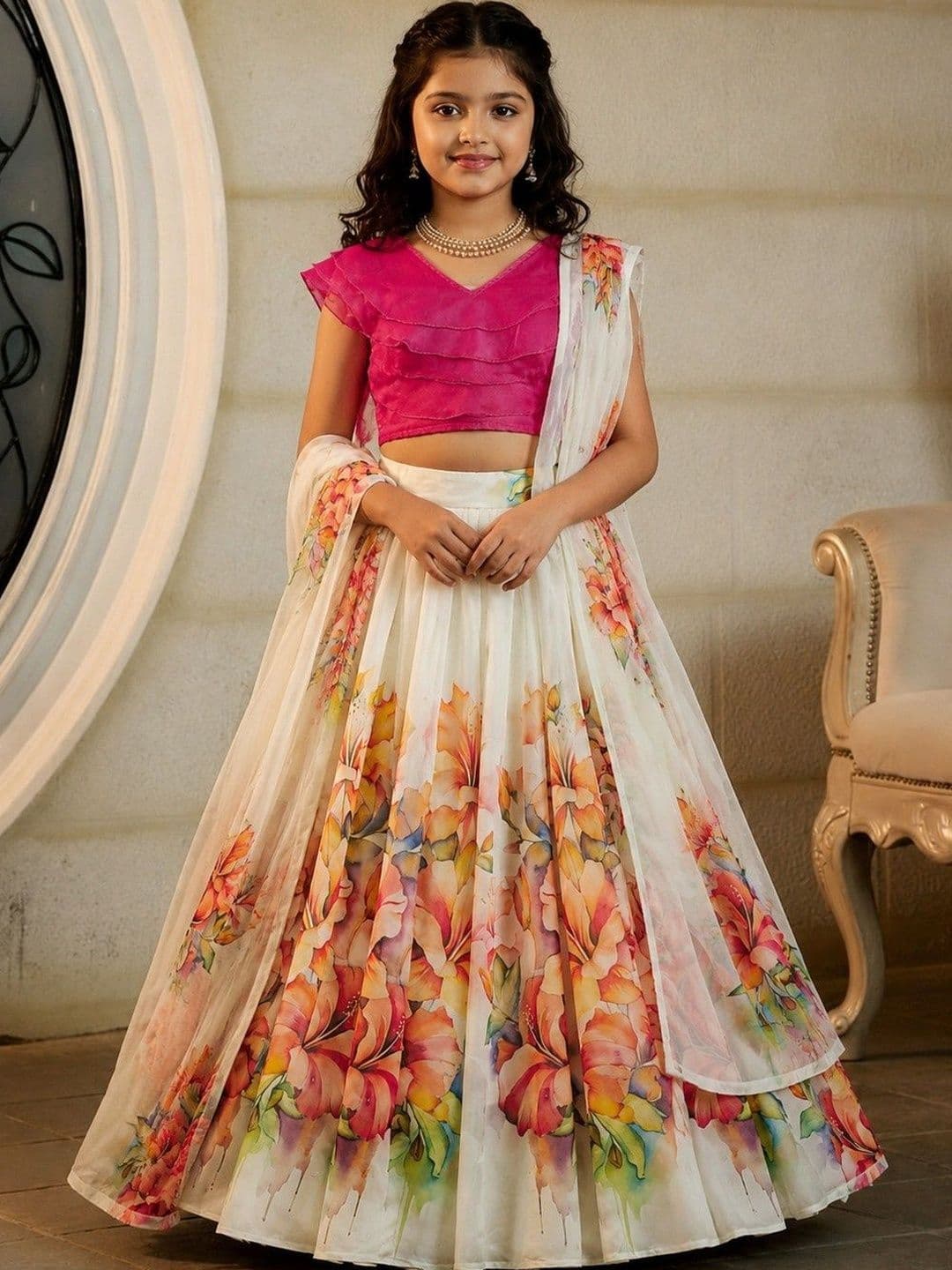 KALINI Girls Ready to Wear Lehenga & Blouse With Dupatta - view 1