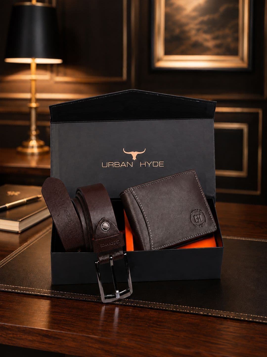 URBAN HYDE Men Formal Accessory Gift Set of Leather Wallet and Classic Belt Set - view 1