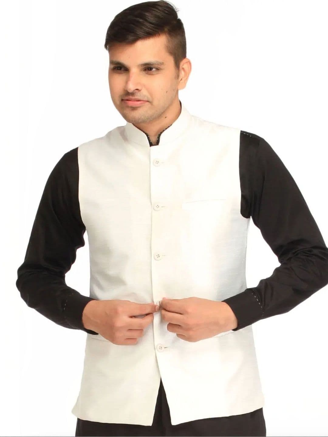 EPSI Mandarin Collar Woven Nehru Jackets - view 1