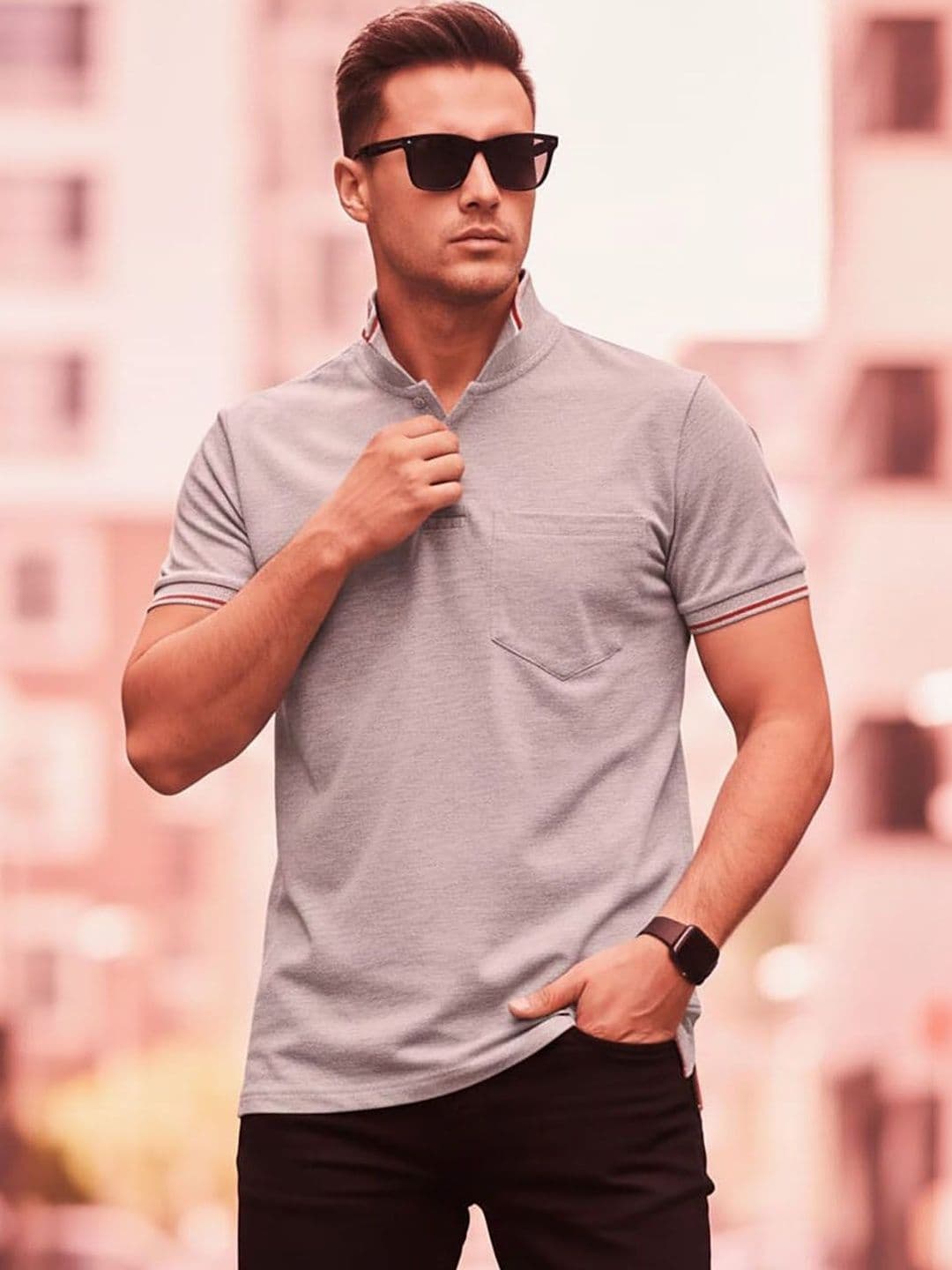 Moda Rapido Men Polo Collar Pockets T-shirt - view 1