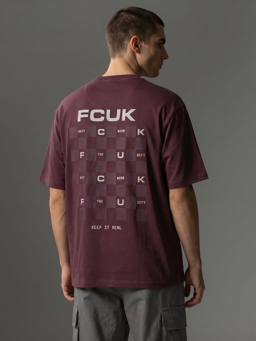 FCUK Oversized Fit Brand Logo Printed Pure Cotton T-shirt - view 1