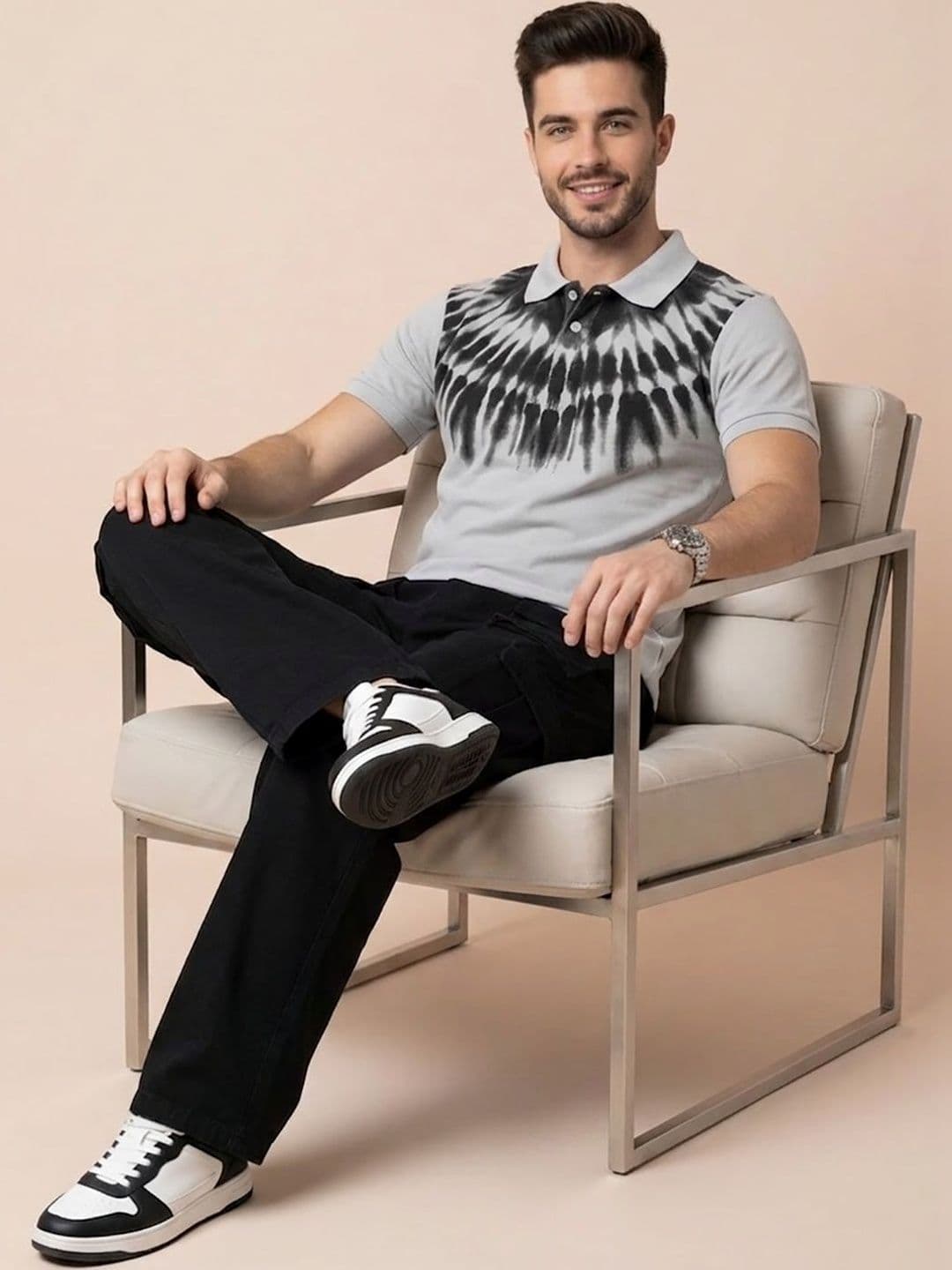 Moda Rapido Men Tie and Dye Dyed Polo Collar T-shirt - view 1