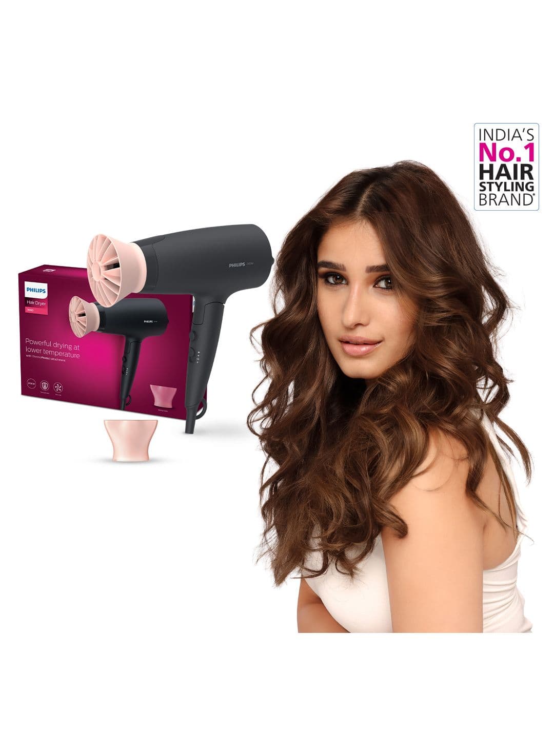 Philips 2100W Professional Hair Dryer BHD356/10 ThermoProtect with 6 Speed Setting-Black - view 1