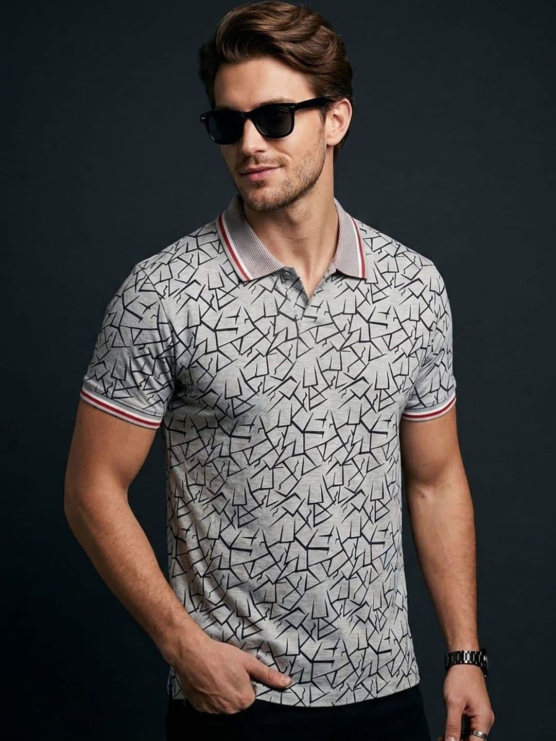 Moda Rapido Men Printed Polo Collar T-shirt - view 1