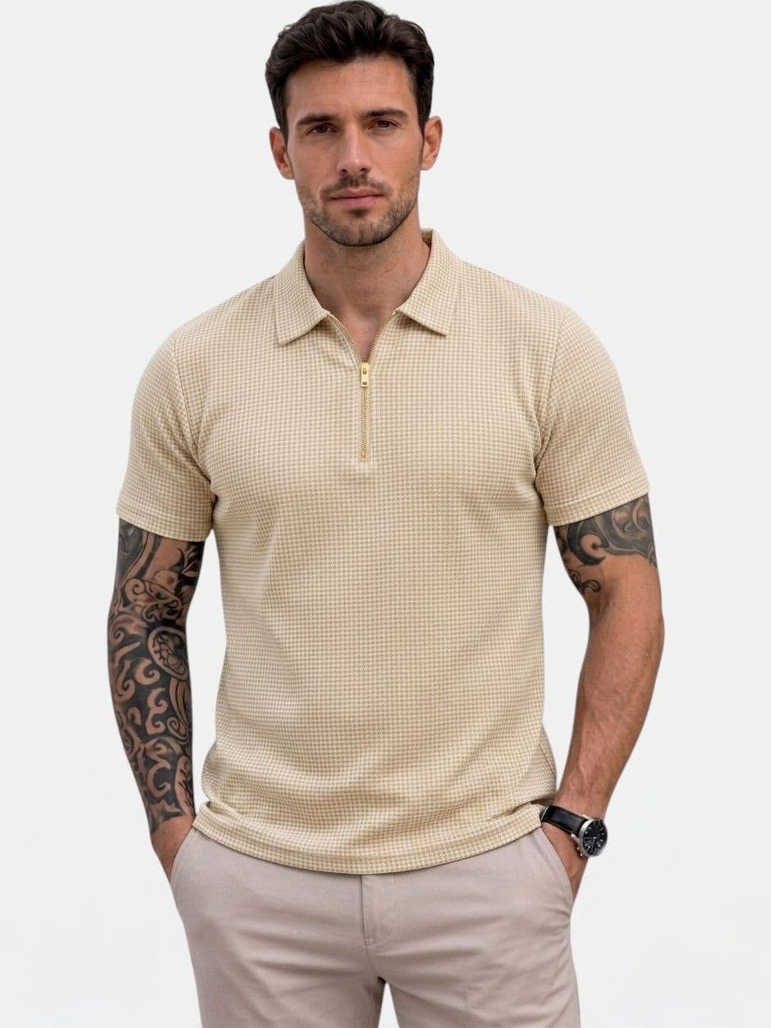 Sutjena Men Checked Polo Collar T-shirt - view 1