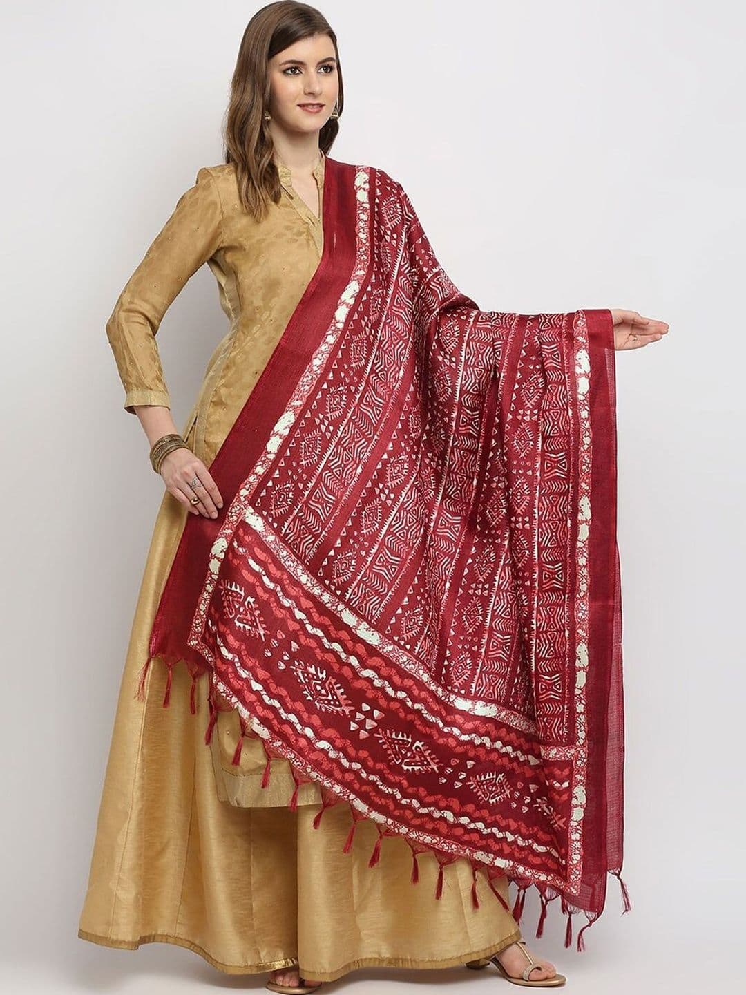 KALINI Ethnic Motifs Printed Block Print Dupatta - view 1