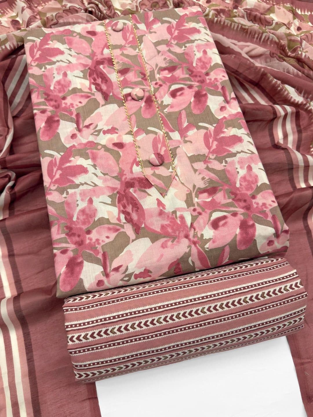 Mitera Printed Pure Cotton Unstitched Dress Material - view 1