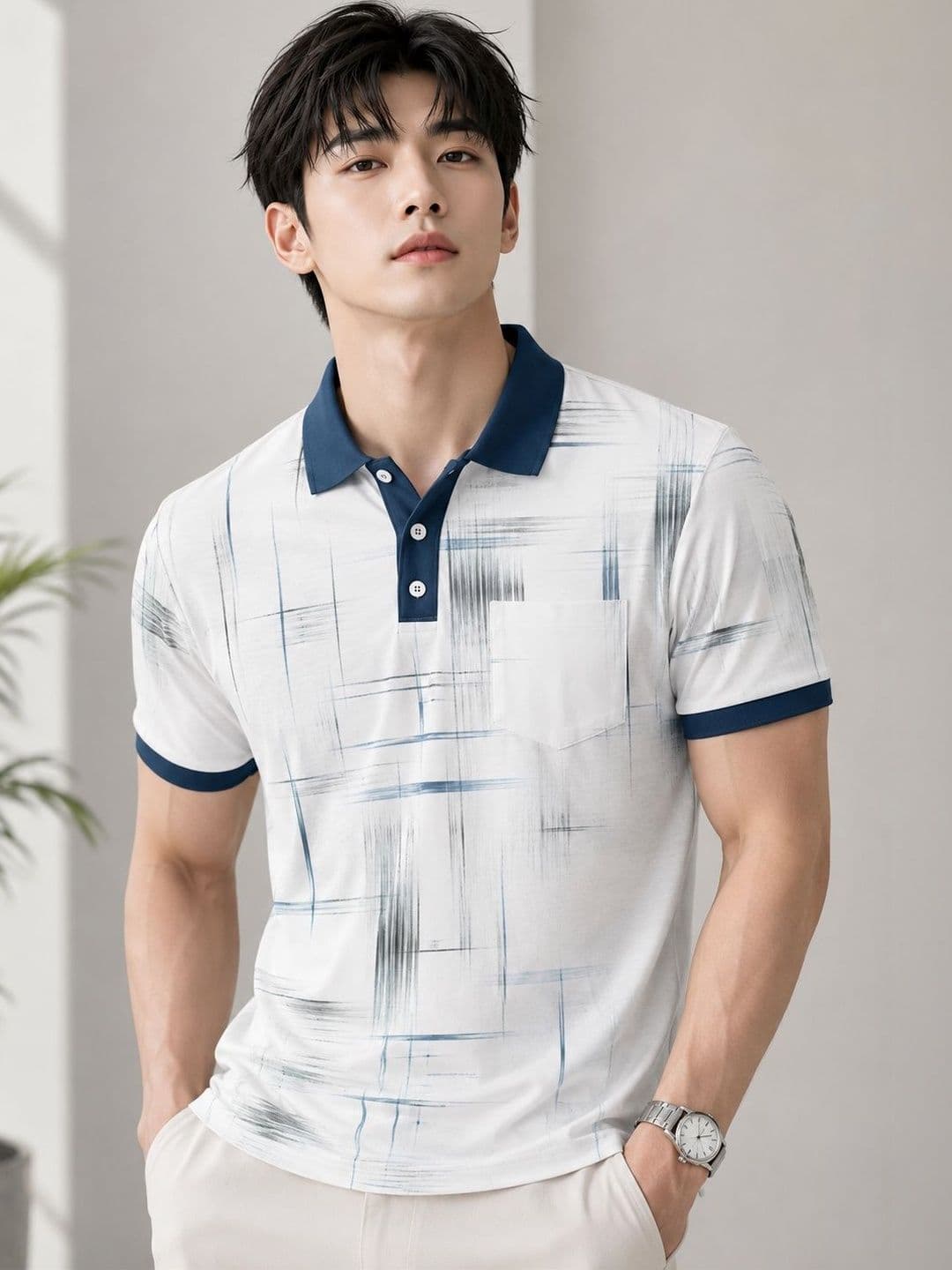 TAZO Men Printed Polo Collar T-shirt - view 1