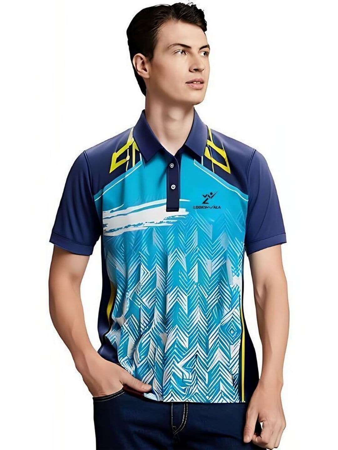 Lookswala Men Printed Polo Collar T-shirt - view 1