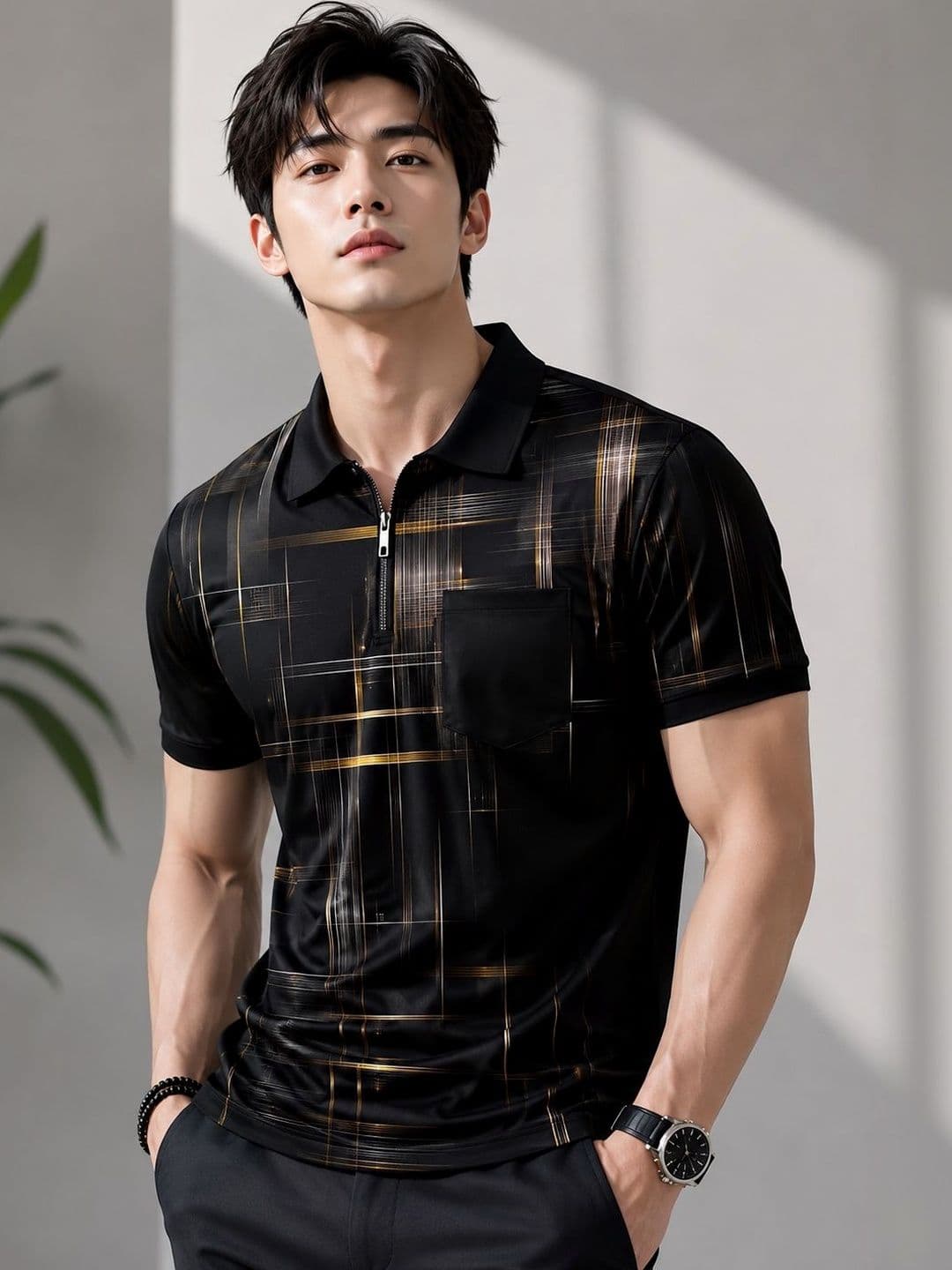 TAZO Men Printed Polo Collar Pockets T-shirt - view 1
