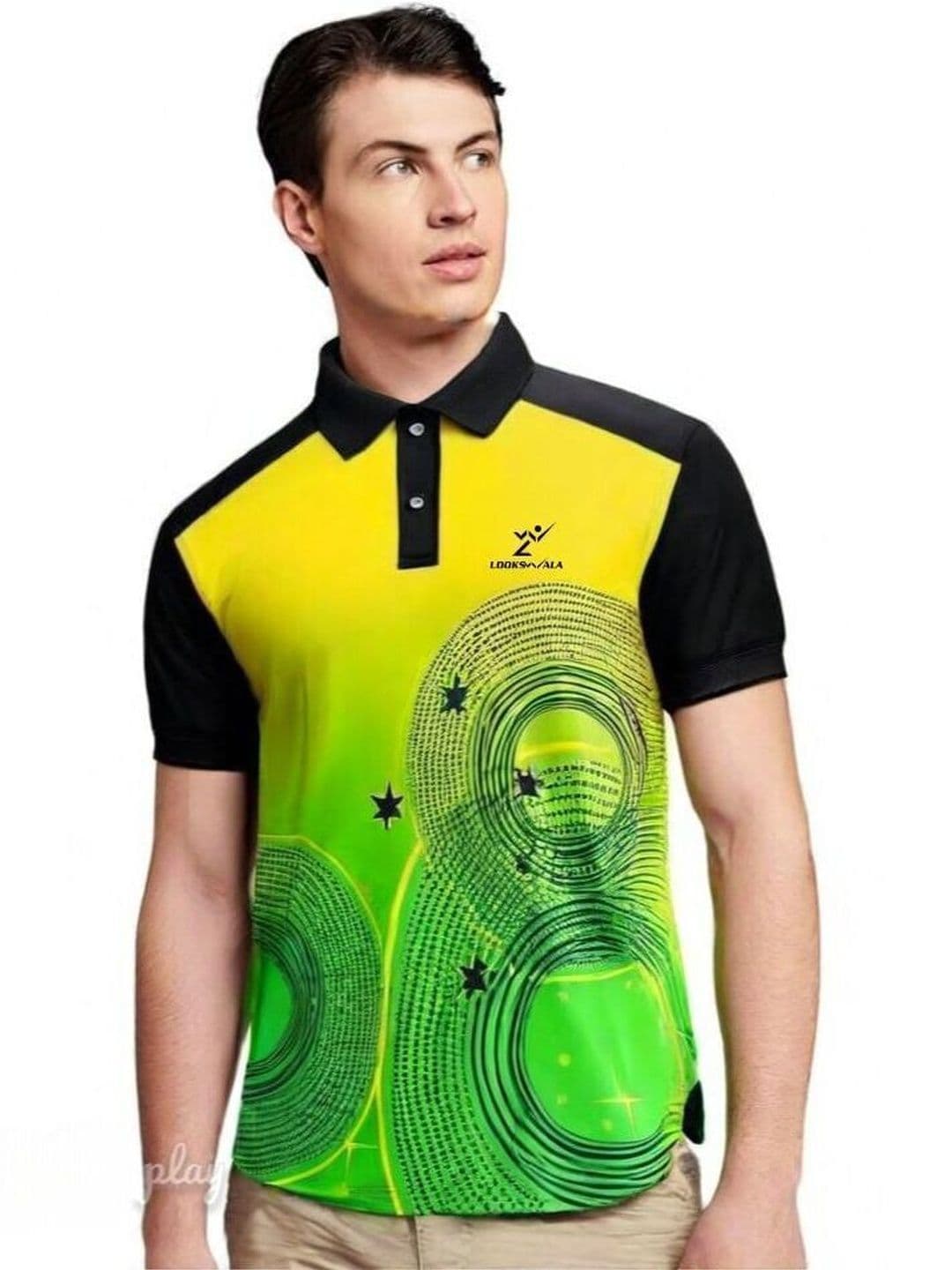 Lookswala Men Printed Polo Collar T-shirt - view 1