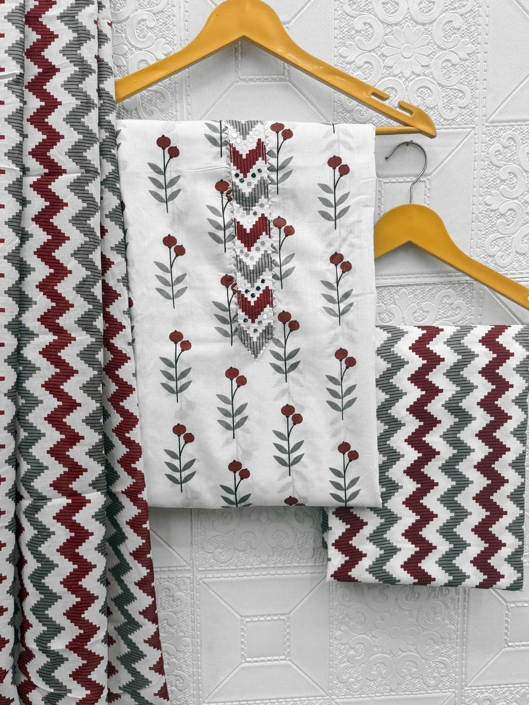 Mitera Printed Pure Cotton Unstitched Dress Material - view 1