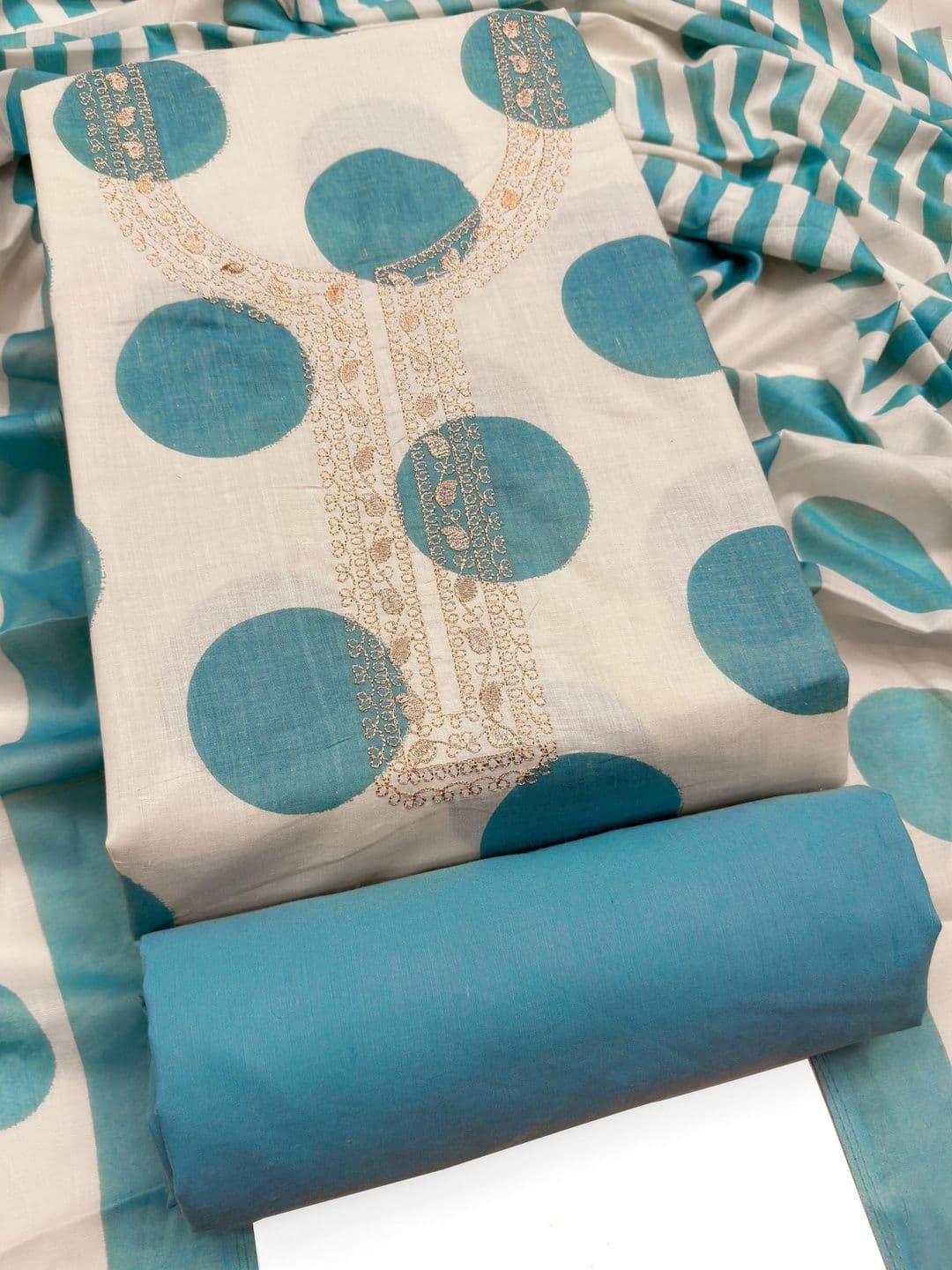 Mitera Printed Pure Cotton Unstitched Dress Material - view 1