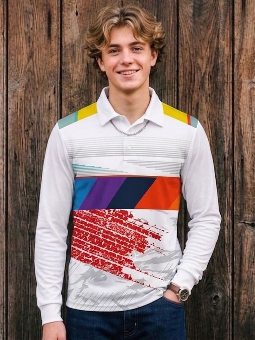 Lookswala Men Printed Polo Collar T-shirt - view 1