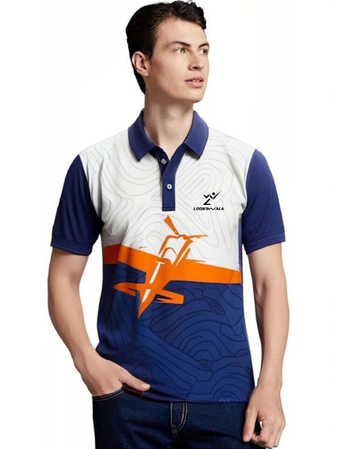 Lookswala Men Printed Polo Collar T-shirt - view 1