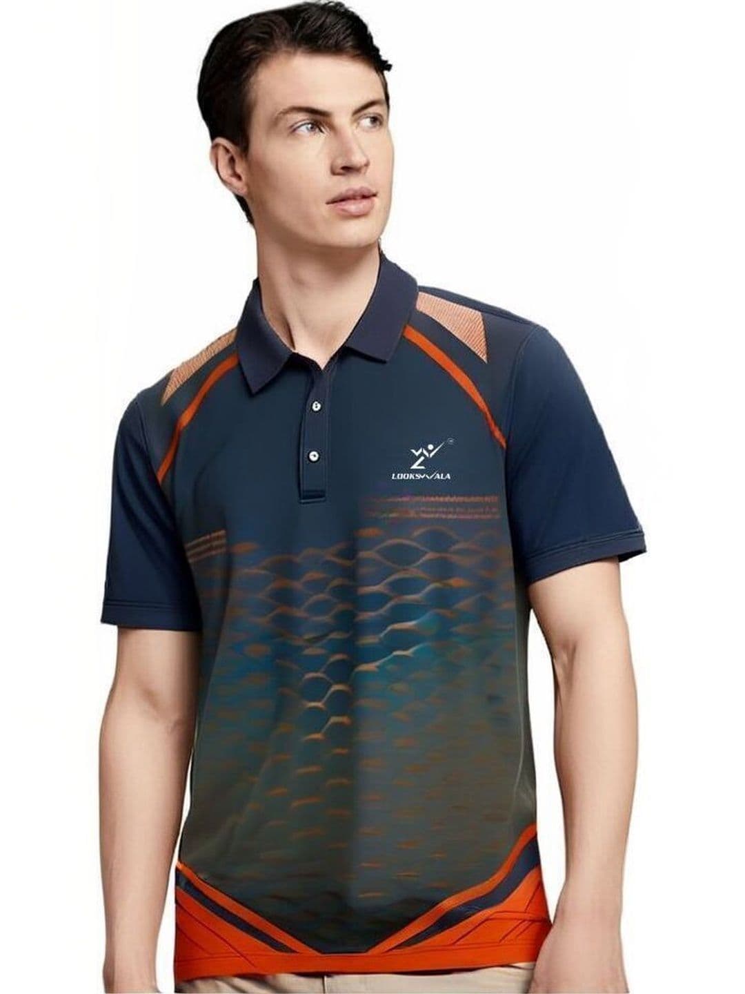 Lookswala Men Printed Polo Collar T-shirt - view 1