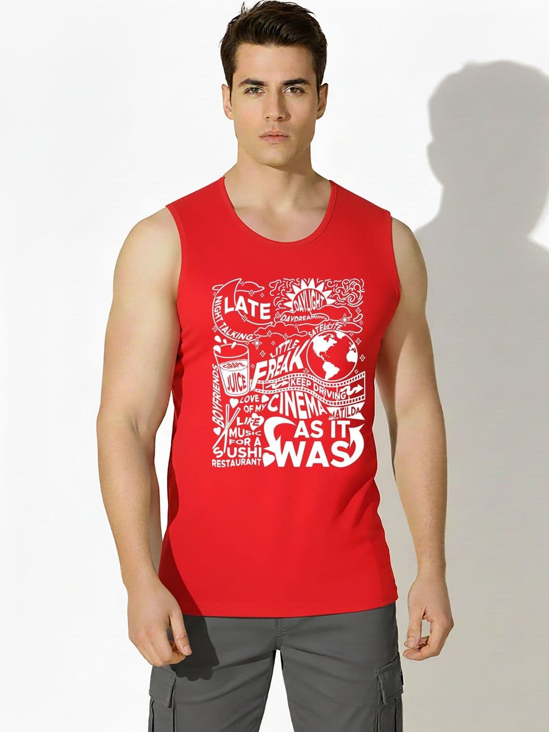 SKY HARBOAR Printed Cotton Gym Vest - view 1