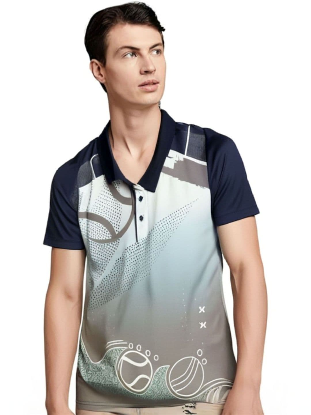 Lookswala Men Printed Polo Collar T-shirt - view 1