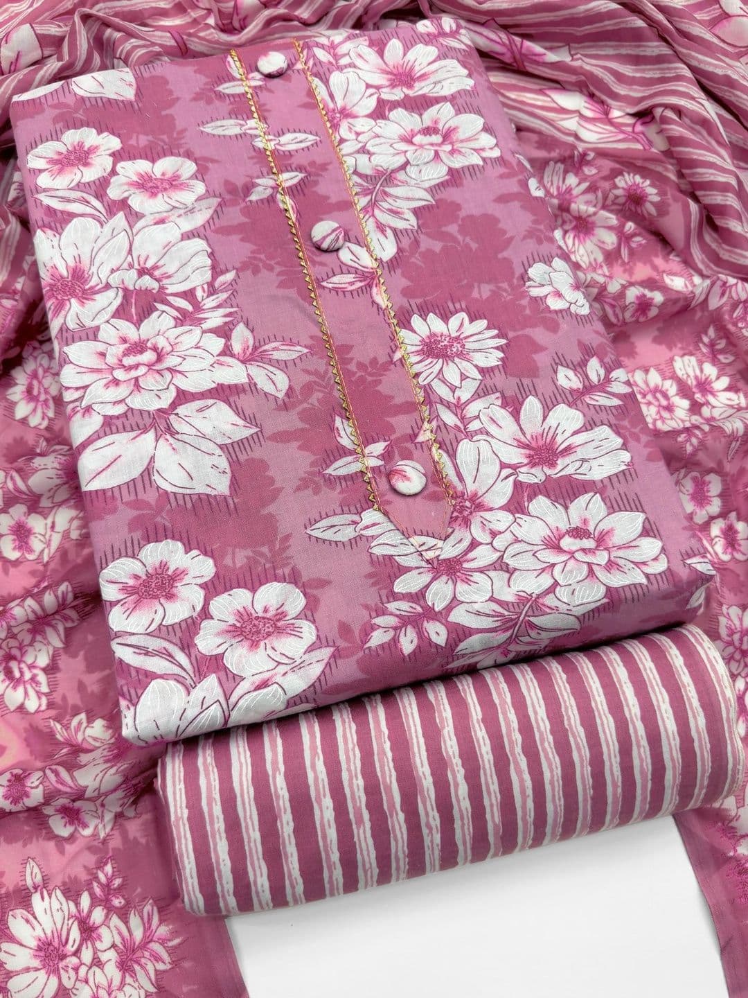 Mitera Printed Pure Cotton Unstitched Dress Material - view 1
