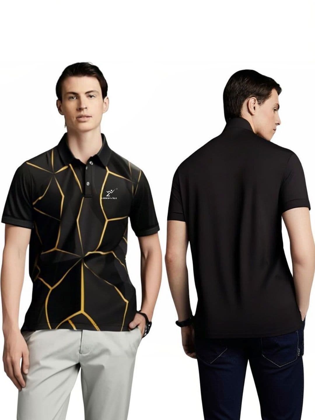 Lookswala Men Printed Polo Collar T-shirt - view 1