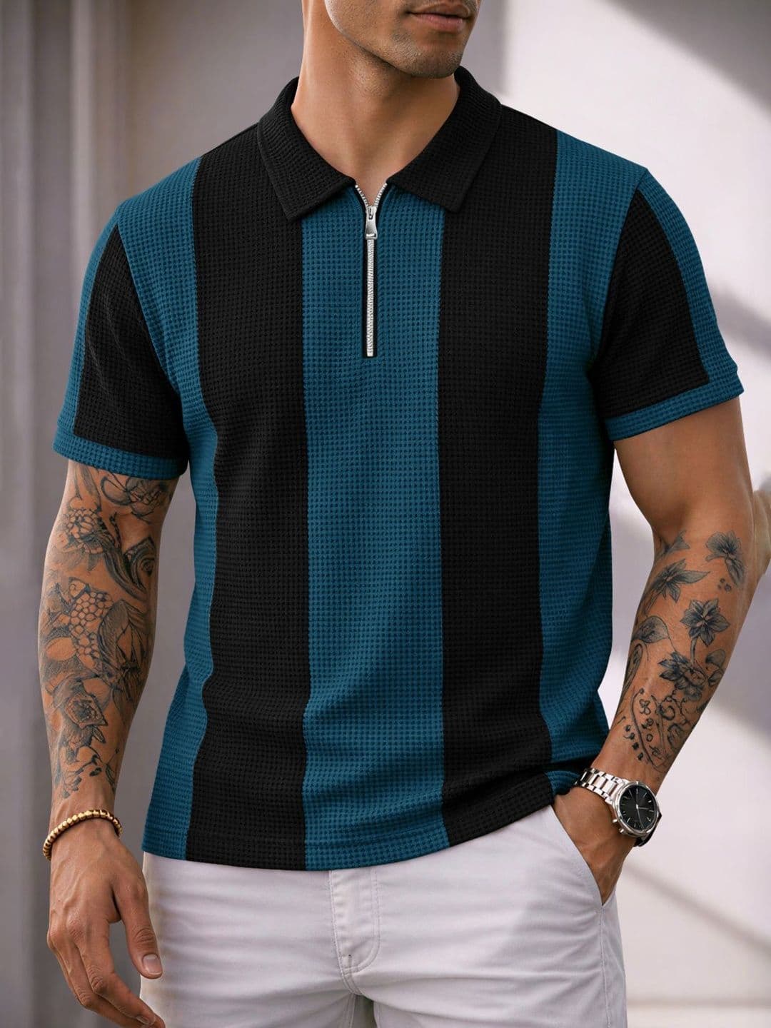 Eyebogler Men Colourblocked Polo Collar T-shirt - view 1