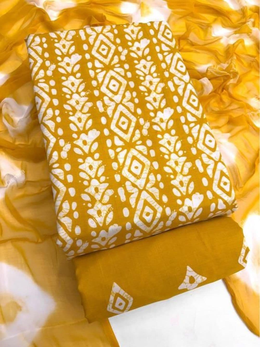 Mitera Printed Pure Cotton Unstitched Dress Material - view 1