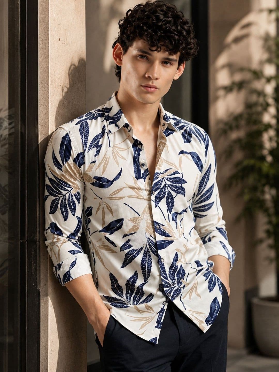 AGNIVAR COLLECTION Floral Printed Spread Collar Shirt Regular Fit Cotton Shirt - view 1