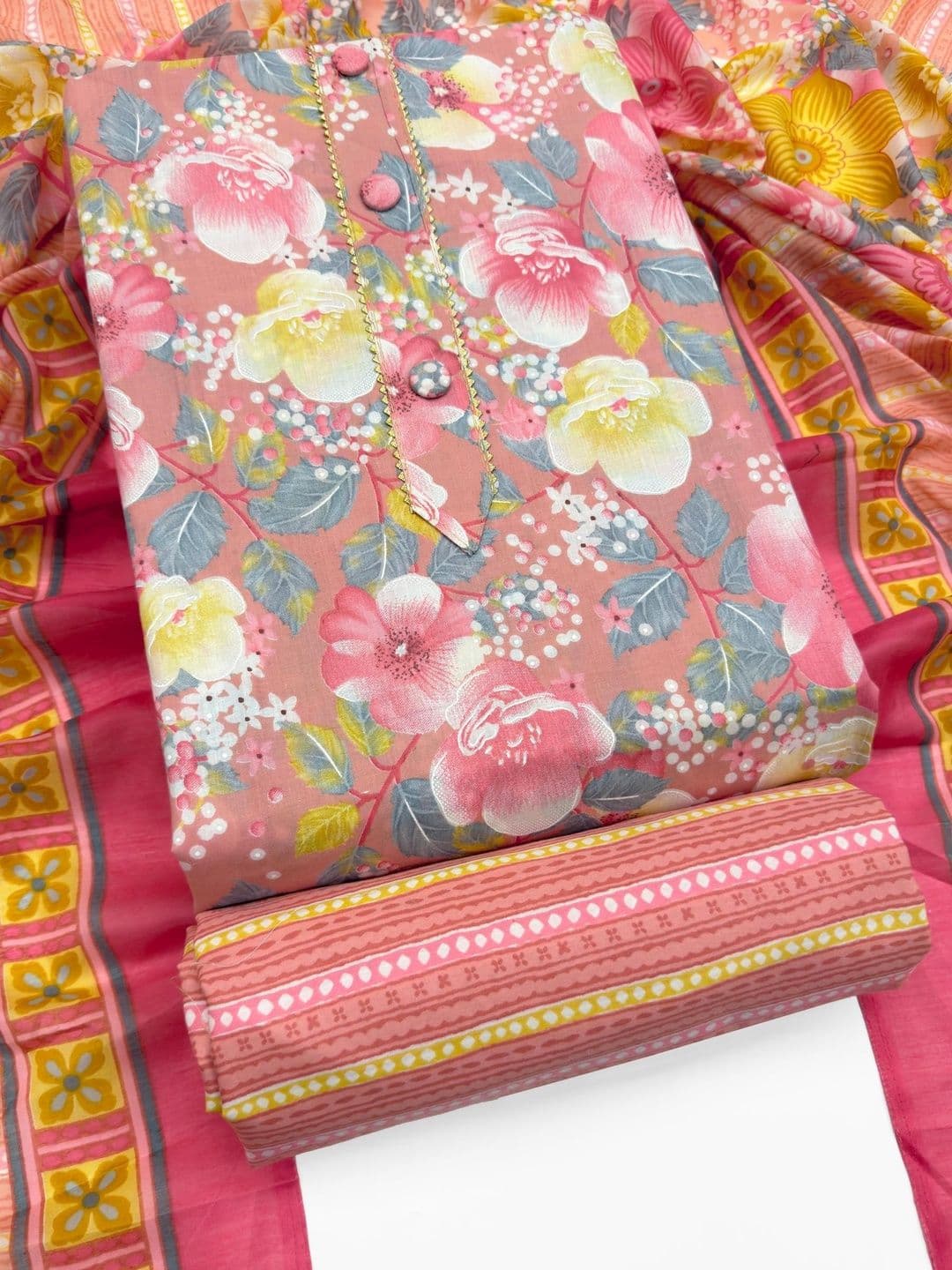 Mitera Printed Pure Cotton Unstitched Dress Material - view 1