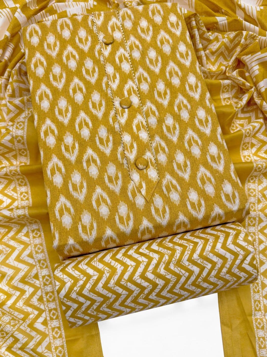 Mitera Printed Pure Cotton Unstitched Dress Material - view 1
