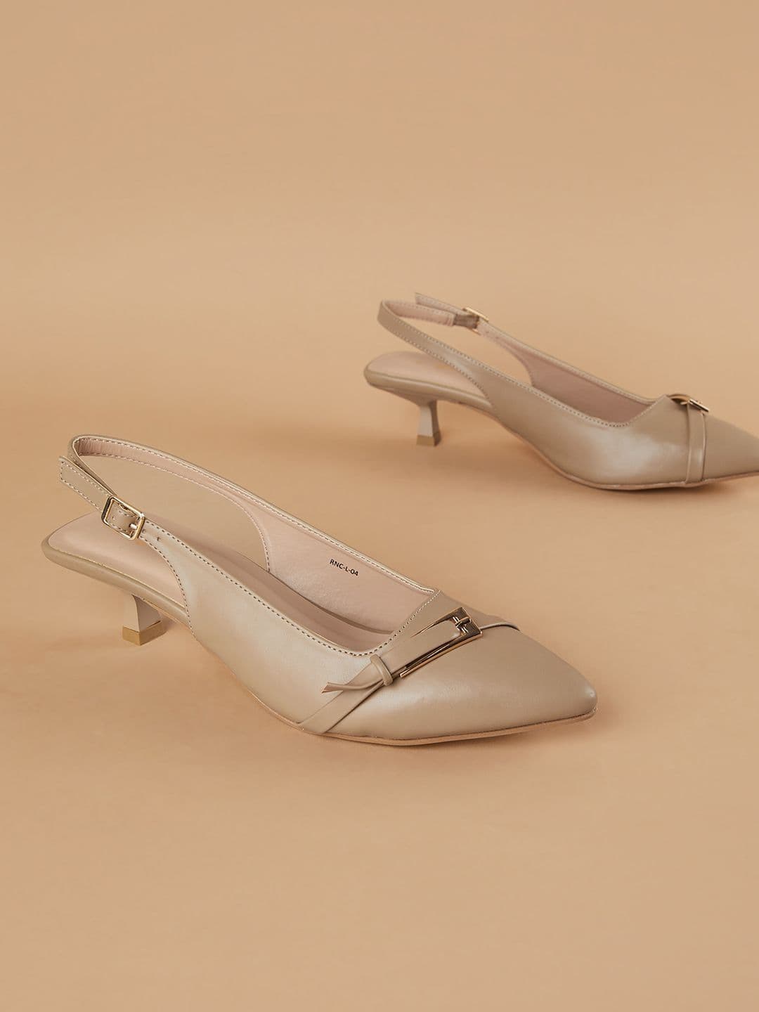 Ginger by Lifestyle PU Kitten Pumps with Buckles - view 1