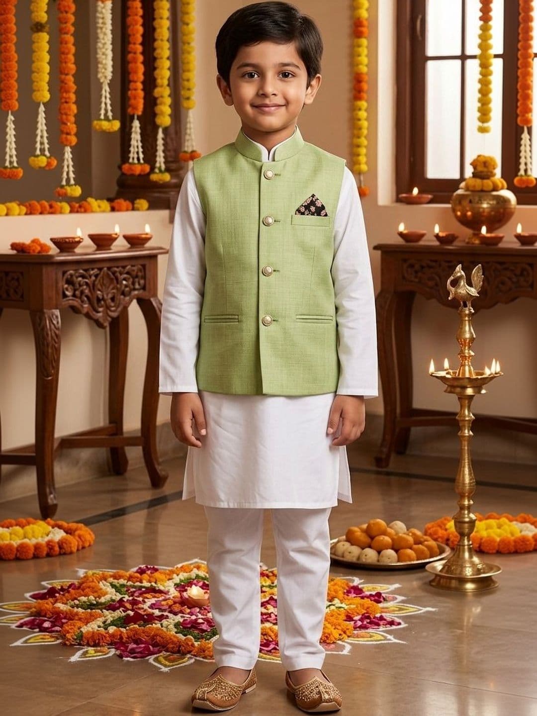 seetoo Boys Mandarin Collar Sleeveless Nehru Jackets - view 1