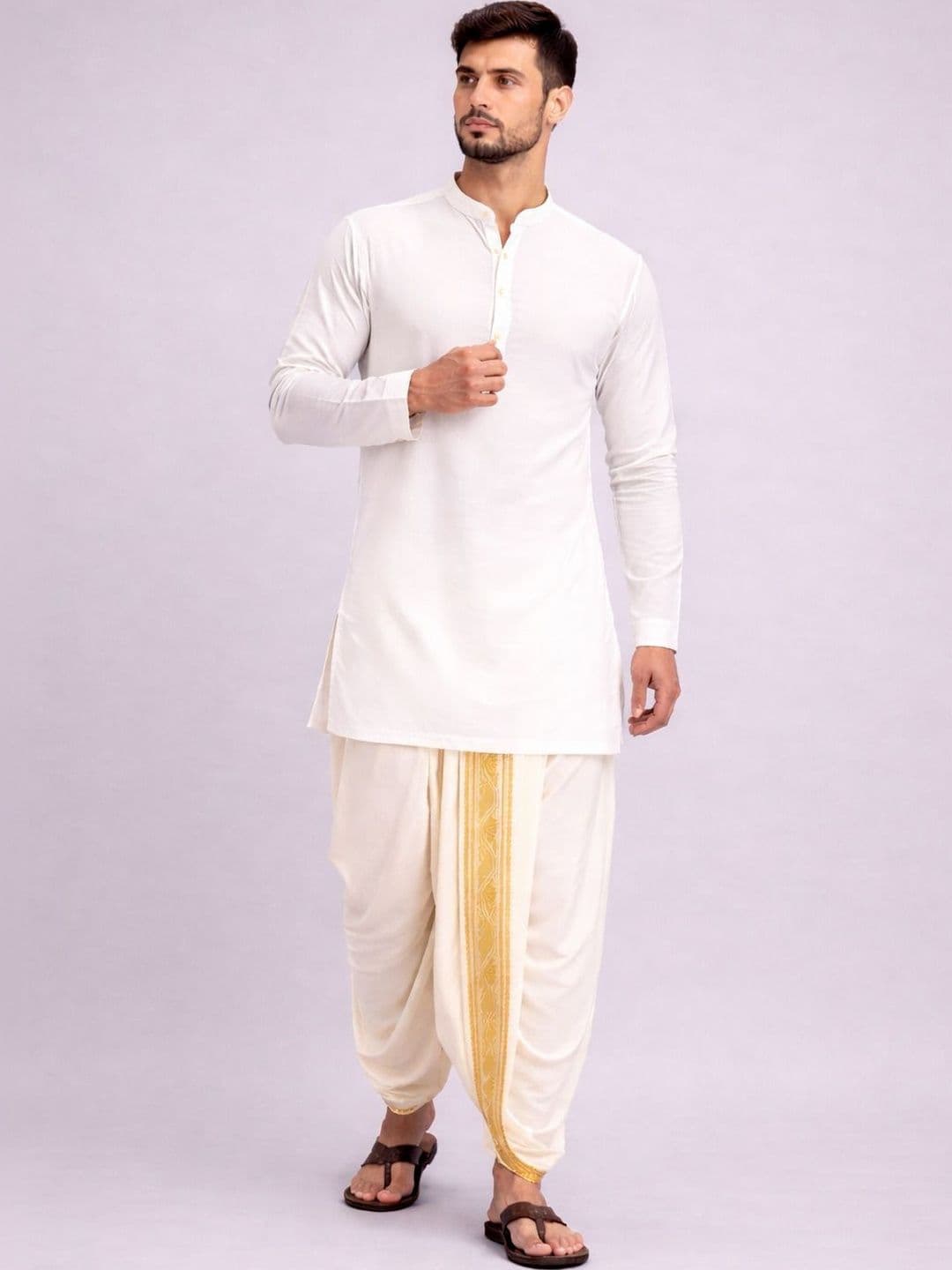 Shree shyam Handloom Men Embroidered Dhoti Dhotis - view 1